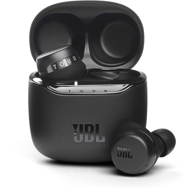 JBL Tour PRO+ TWS True Wireless Bluetooth Earbuds, Noise Cancelling, up to 32H Battery, 3 mics, Wireless Charging, Google Assistant and Alexa Built-in (Black)