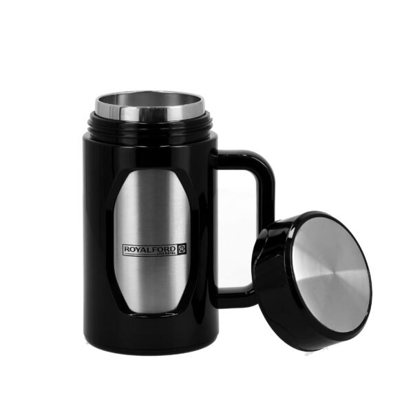 Royalford Travel Mug With Strainer, ABS Outer & SS Inner, | 400ml Mug With Handle | Preserve Flavour & Freshness | Hot/ Cold For Hours | Portable And Leak Resistant, Model RF10085 - Image 7
