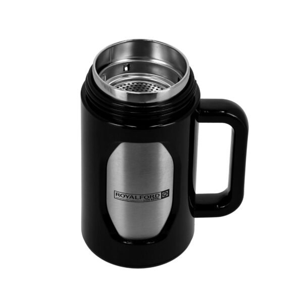 Royalford Travel Mug With Strainer, ABS Outer & SS Inner, | 400ml Mug With Handle | Preserve Flavour & Freshness | Hot/ Cold For Hours | Portable And Leak Resistant, Model RF10085 - Image 6