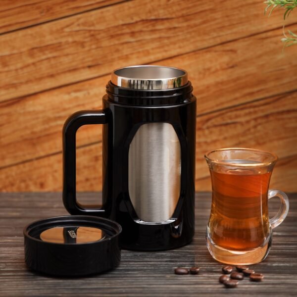 Royalford Travel Mug With Strainer, ABS Outer & SS Inner, | 400ml Mug With Handle | Preserve Flavour & Freshness | Hot/ Cold For Hours | Portable And Leak Resistant, Model RF10085 - Image 2