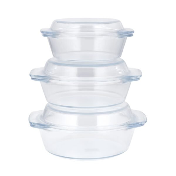 Royalford 3Pcs, Borosilicate Glass Casserole Set, | High Thermal Shock-Resistant Container | Casserole With Lid | Microwave, Electric Oven, Freezer And Dishwasher Safe, Model RF10270 - Image 2